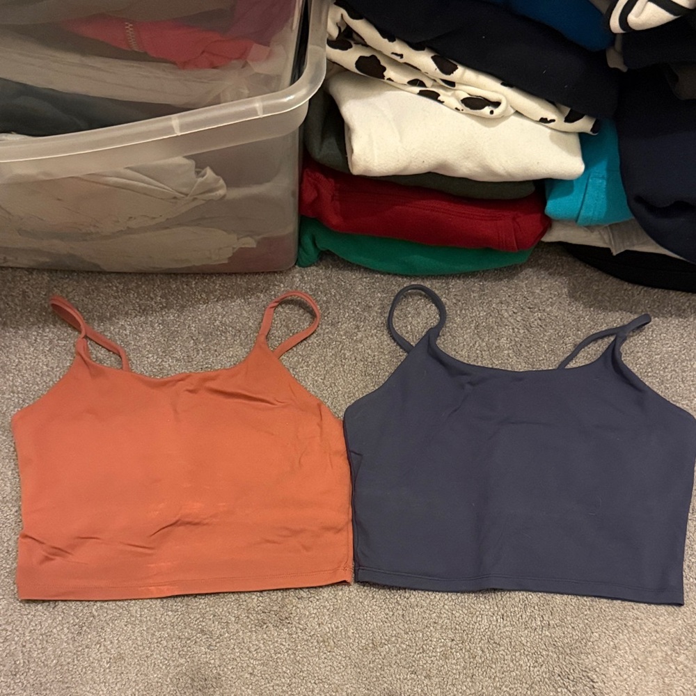 Paragon Fitwear Two-Pack Crop Tank Tops — Rust Orange & Slate Blue